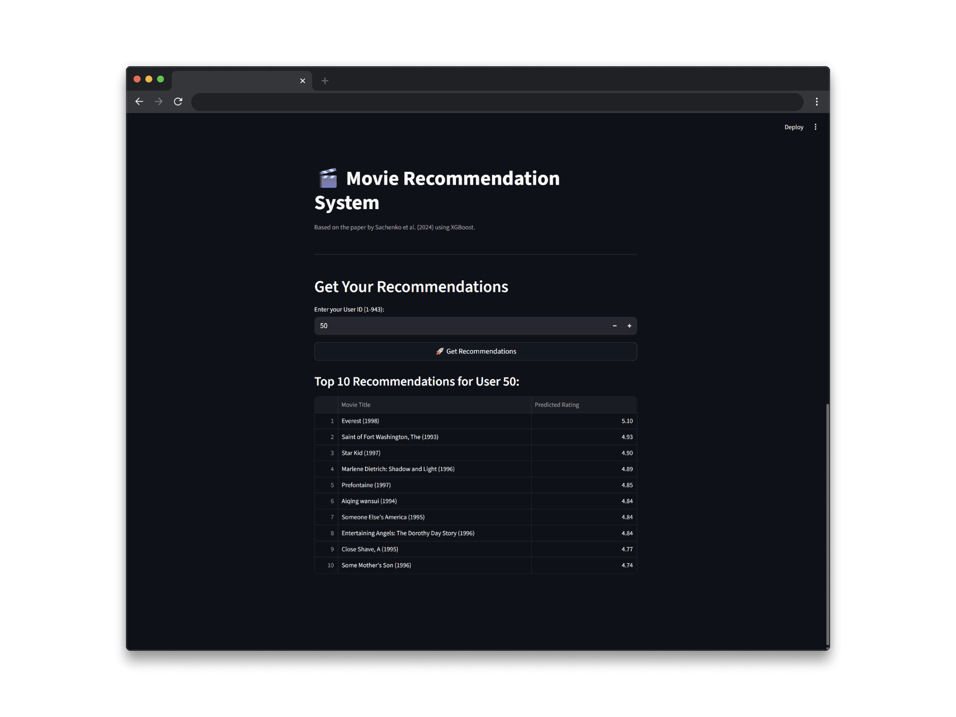 XGBoost Movie Recommender